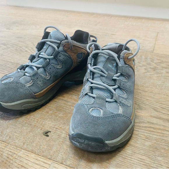 VASQUE MANTRA TAN GREY BLUE LEATHER HIKING SHOES 7233 Big Kid Size 1 EUR 32.5 - Picture 2 of 9